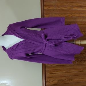 confess Hooded Tie Wrap Sweater M